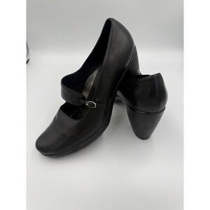 Dansko Tara Black Leather Mary Jane Heels Chunky Block Pump Comfort Shoes